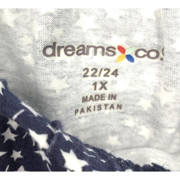 Dreams & Co. Plus Sz 22/24 Navy Blue Stars Constellation 2 Pc Knit PJ Lounge Set - Picture 3 of 5